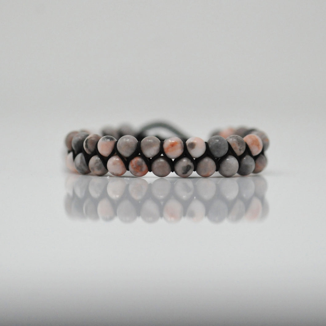 Double Layered Pink Zebra Jasper Bracelet